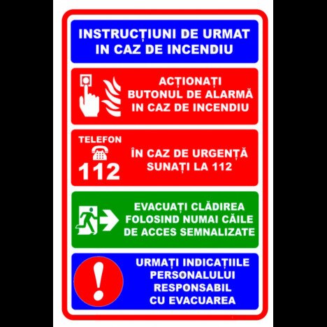 Semn pentru instructiuni de urmat in caz de incendiu